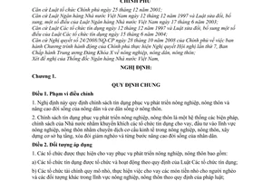 Nghị định 41/2010/NĐ-CP  chính sách tín dụng phục vụ phát triển nông nghiệp, nông thôn