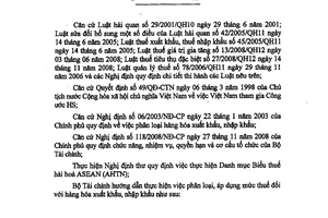 Thông tư 49/2010/TT-BTC hướng dẫn phân loại, áp dụng mức thuế