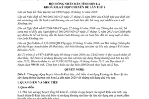 Nghị quyết 317/NQ-HĐND thông qua quy hoạch thăm dò khai thác, chế biến