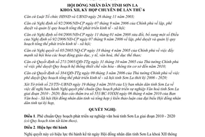 Nghị quyết 319/NQ-HĐND năm 2010 quy hoạch phát triển sự nghiệp văn hoá Sơn La