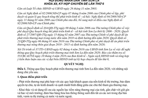 Nghị quyết 318/NQ-HĐND năm 2010 quy hoạch phát triển thương mại Sơn La