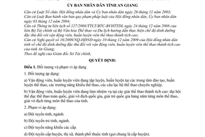 Quyết định 21/2010/QĐ-UBND  chế độ dinh dưỡng đặc thù vận động viên, huấn luyện viên thể thao thành tích cao