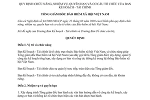 Quyết định 624/QĐ-BHXH chức năng, nhiệm vụ, quyền hạn và cơ cấu tổ chức