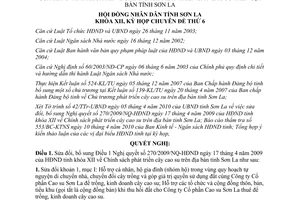 Nghị quyết 315/2010/NQ-HĐND sửa đổi Chính sách phát triển cây cao su Sơn La