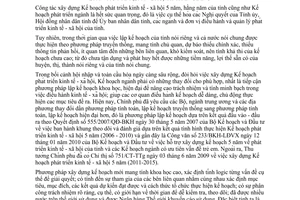 Chỉ thị 06/2010/CT-UBND về đổi mới công tác lập Kế hoạch phát triển kinh tế - xã