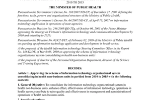 Decision No. 1191/QD-BYT on approving the scheme of information technology