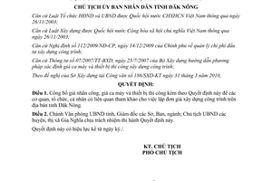 Quyết định 484/QĐ-UBND năm 2010 công bố giá nhân công ca máy thiết bị thi công