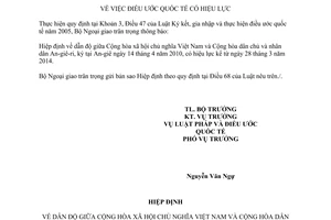 Thông báo hiệu lực Hiệp định dẫn độ giữa Việt Nam và An-giê-ri