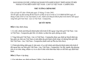 Quyết định 482/QĐ-TTg Cơ chế, chính sách khuyến khích phát triển kinh tế đối ngoại vùng biên giới Việt Nam - Lào Việt Nam - Campu