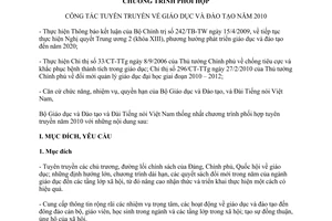 Chương trình 174/CTr/BGDĐT-TNVN phối hợp công tác tuyên truyền giáo dục đào tạo