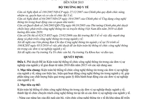 Quyết định 1191/QĐ-BYT  kiện toàn hệ thống tổ chức công nghệ thông tin