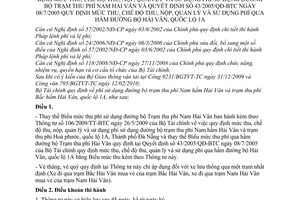 Thông tư 52/2010/TT-BTC sửa đổi Thông tư 106/2009/TT-BTC mức thu, chế độ thu, nộp, quản lý sử dụng phí sử dụng đường bộ trạm thu phí