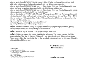 Thông tư 13/2010/TT-BGDĐT xây dựng trường học an toàn, phòng, chống tai nạn, thương tích trong cơ sở giáo dục mầm non