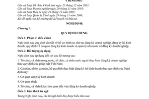 Nghị định 43/2010/NĐ-CP đăng ký doanh nghiệp