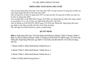 Quyết định 955/QĐ-NHNN đính chính Thông tư 08/2010/TT-NHNN kiểm soát