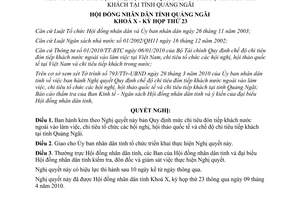 Nghị quyết 06/2010/NQ-HĐND chi đón tiếp khách nước ngoài làm việc Quảng Ngãi