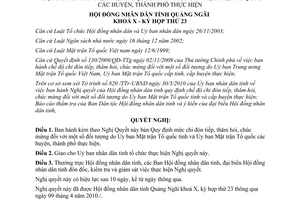 Nghị quyết 05/2010/NQ-HĐND chi đón tiếp thăm hỏi chúc mừng Quảng Ngãi