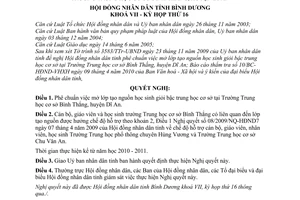 Nghị quyết 05/2010/NQ-HĐND7 mở lớp tạo nguồn học sinh giỏi bậc trung học cơ sở