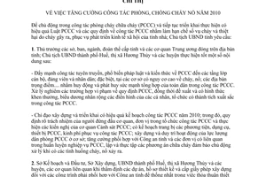 Chỉ thị 14/CT-UBND năm 2010 phòng chống cháy nổ Thừa Thiên Huế