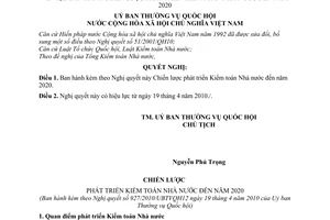 Nghị quyết 927/2010/UBTVQH12 chiến lược phát triển kiểm toán nhà nước