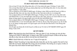 Quyết định 14/2010/QĐ-UBND vận dụng các tiêu chí Thông tư 03/2009/TT-BKH