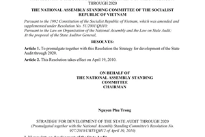 Resolution No. 927/2010/UBTVQH12 promulgating the strategy for development