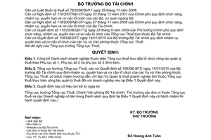 Quyết định 856/QĐ-BTC  danh sách doanh nghiệp diện Tổng cục Thuế