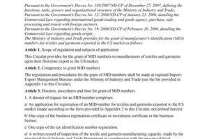 Circular No. 16/2010/TT-BCT on the grant of manufacturer's identification