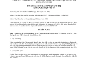 Nghị quyết 03/2010/NQ-HĐND phát triển khoa học công nghệ Quảng Trị