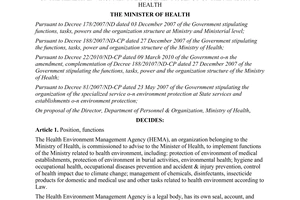 Decision No. 1278/QD-BYT  stipulating functions, tasks, power