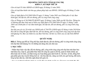 Nghị quyết 05/2010/NQ-HĐND đặt tên đổi tên đường phố công trình công cộng Quảng Trị