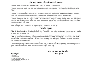 Quyết định 09/2010/QĐ-UBND chức năng nhiệm vụ quyền hạn cơ cấu Sở Ngoại vụ