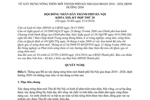 Nghị quyết 03/2010/NQ-HĐND xây dựng nông thôn mới thành phố Hà Nội