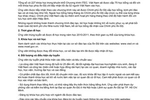 Thông báo 190/TB-BGDĐT tuyển sinh đi thực tập sau đại học tại Ấn Độ năm 2010