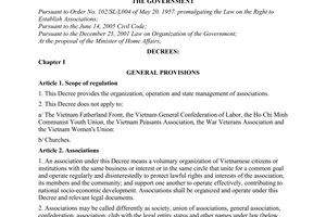 Decree No. 45/2010/ND-CP on the organization, operation and management