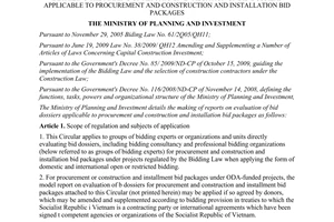 Circular No 09/2010/TT-BKH detailing the making of reports on evaluation