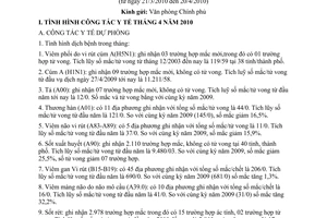 Báo cáo 342/BC-BYT công tác y tế tháng 4 năm 2010
