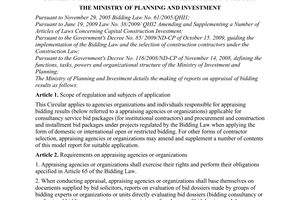 Circular No. 08/2010/TT-BKH detailing the making of reports on appraisal