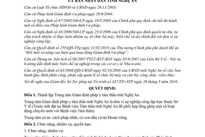 Quyết định 28/2010/QĐ-UBND thành lập trung tâm giám định pháp y tâm thần Nghệ An