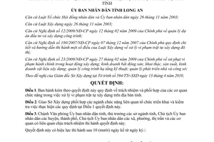 Quyết định 15/2010/QĐ-UBND xử lý vi phạm trật tự xây dựng Long An