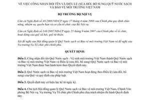 Quyết định 404/QĐ-BNV năm 2010 Quỹ Nước sạch và Bảo vệ môi trường Việt Nam