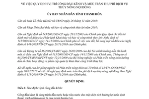 Quyết định số 1323/2010/QĐ-UBND mức trần thu phí dịch vụ thủy nông nội đồng Thanh Hóa