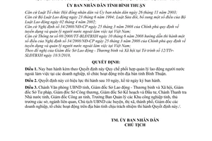 Quyết định 17/2010/QĐ-UBND Quy chế phối hợp quản lý lao động người nước ngoài