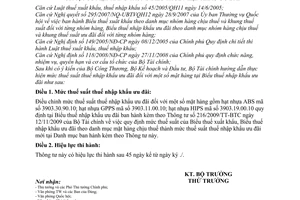 Thông tư 63/2010/TT-BTC điều chỉnh mức thuế suất thuế nhập khẩu ưu đãi