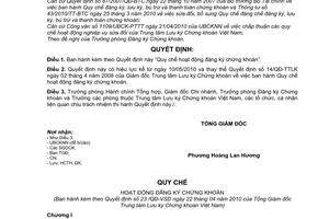 Quyết định 23/QĐ-VSD  Quy chế hoạt động đăng ký chứng khoán