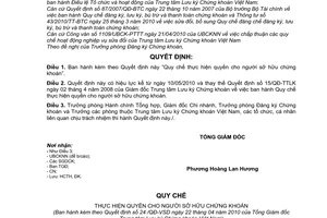 Quyết định 24/QĐ-VSD  Quy chế thực hiện Quyền người sở hữu chứng khoán