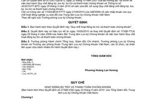 Quyết định 27/QĐ-VSD Quy chế hoạt động bù trừ và thanh toán chứng khoán