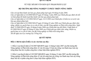 Quyết định 1037/QĐ-BNN-TT bãi bỏ văn bản quy phạm pháp luật