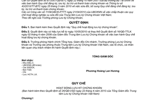 Quyết định 26/QĐ-VSD  Quy chế hoạt động lưu ký chứng khoán