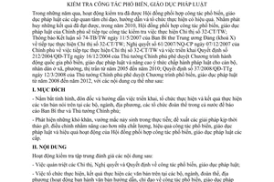 Công văn 1166/KH-HĐPH kiểm tra công tác phổ biến, giáo dục pháp luật
